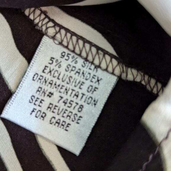 Vintage Cache Silk Blouse Black & White Zebra Print Gold Snaps Bell Cuffs Size S - Picture 8 of 9